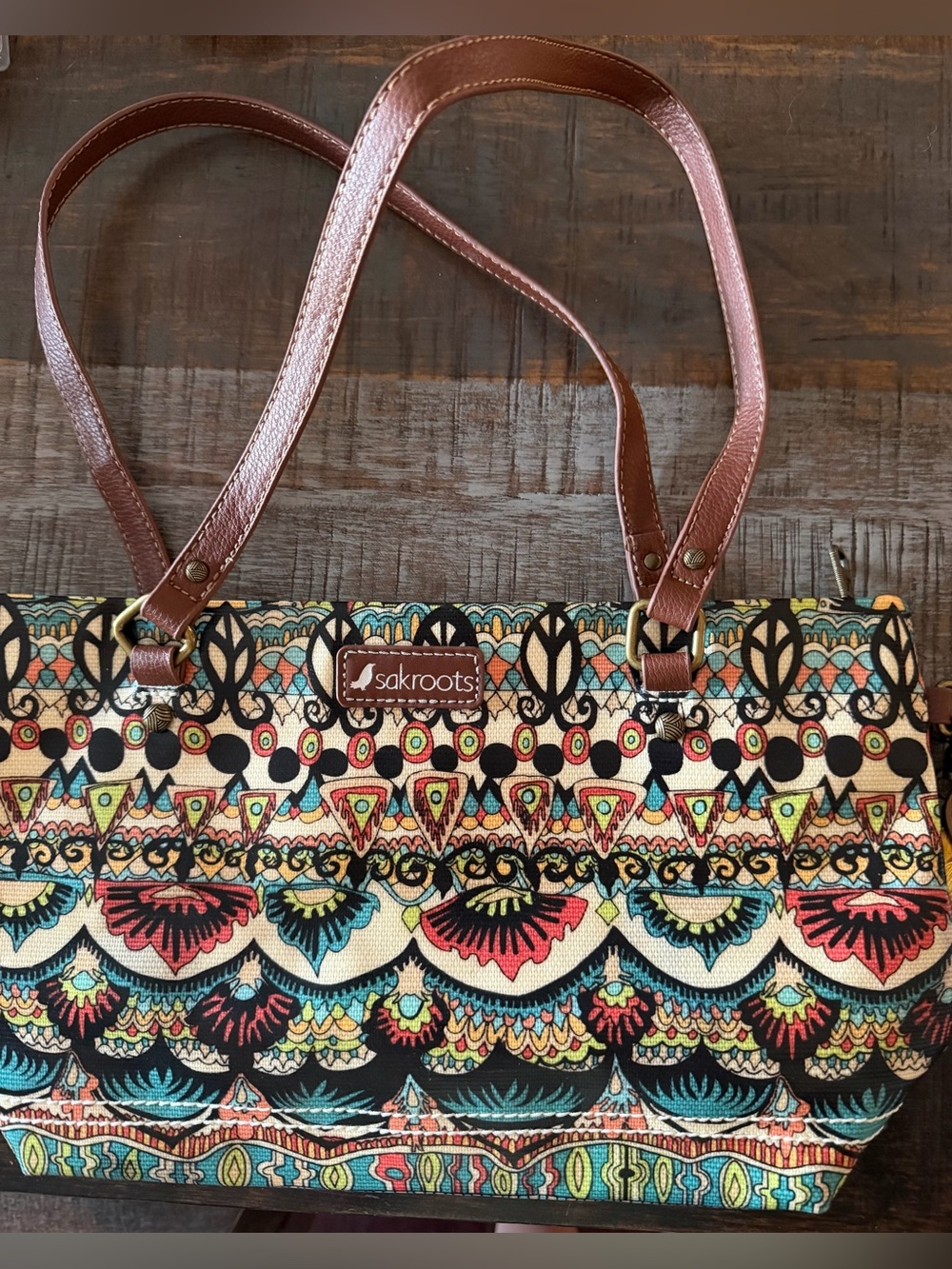 Sak Roots mixed print multicolored boho purse